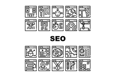 Seo Search Engine Optimization Icons Set Vector