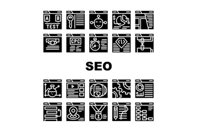 Seo Search Engine Optimization Icons Set Vector