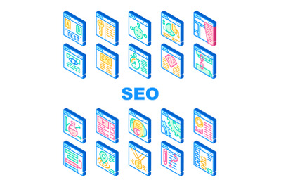 Seo Search Engine Optimization Icons Set Vector