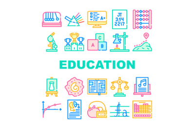 Education Science Collection Icons Set Vector Illustrations