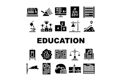 Education Science Collection Icons Set Vector Illustrations