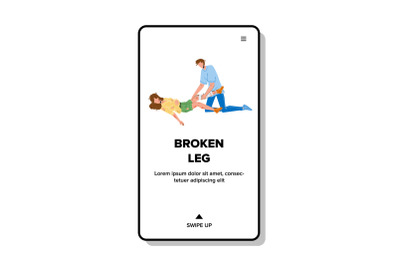 Woman With Broken Leg Trauma Bandaging Man Vector