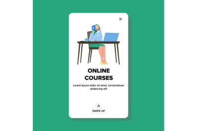 Woman Watching Online Courses Education Vector