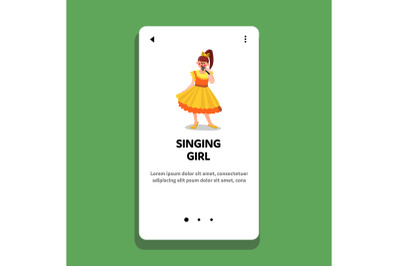 Singing Girl In Microphone, Karaoke Party Vector