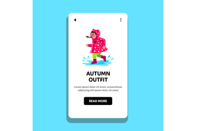 Autumn Outfit Wearing Little Girl Walk Vector