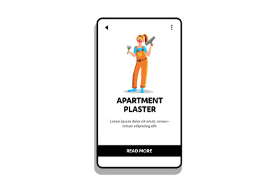 Apartment Plaster Worker With Repair Tool Vector