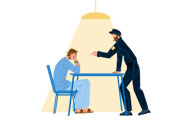 Policeman Interrogation Criminal Prisoner Vector