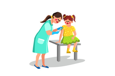 Nurse Injection Vaccination Girl Patient Vector