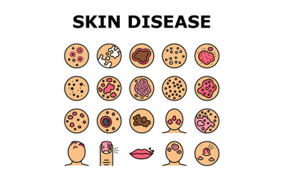 Skin Disease Symptom Collection Icons Set Vector