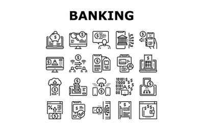 Online Banking Finance Collection Icons Set Vector