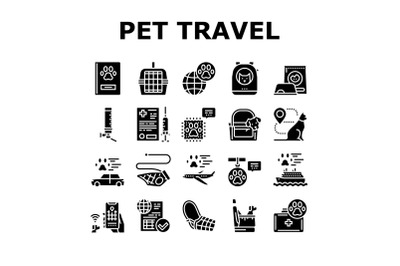 Pet Travel Equipment Collection Icons Set Vector