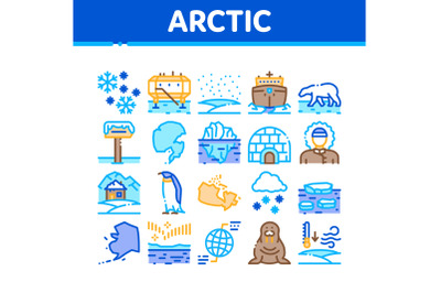 Arctic And Antarctic Collection Icons Set Vector