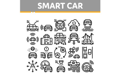 Smart Car Technology Collection Icons Set Vector