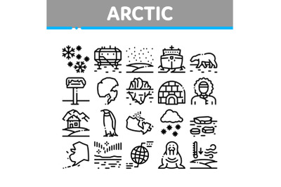 Arctic And Antarctic Collection Icons Set Vector