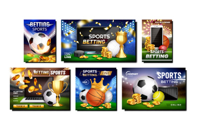 Betting Sports Promotional Posters Set Vector