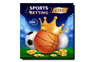 Sport Live Betting Creative Promo Banner Vector