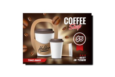 Coffee Shop Take Away Promotional Banner Vector