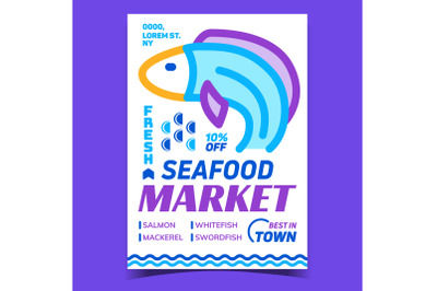 Seafood Market Creative Advertising Banner Vector