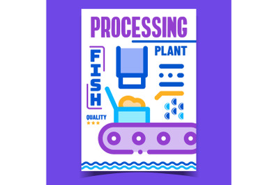 Fish Plant Processing Advertising Poster Vector