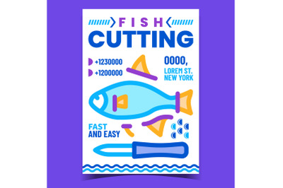 Fish Cutting Creative Advertising Poster Vector