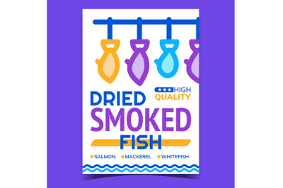 Dried Smoked Fish Creative Advertise Banner Vector