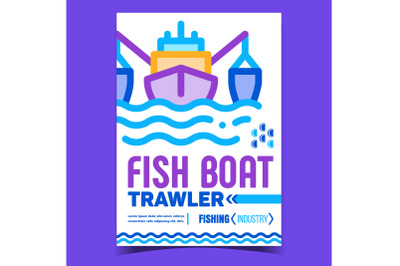 Fish Boat Trawler Creative Advertise Poster Vector