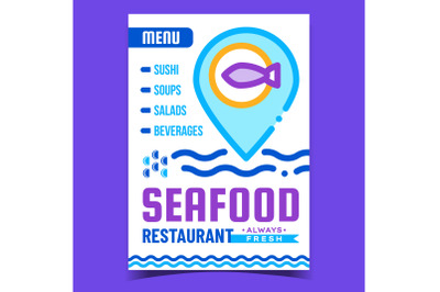 Seafood Restaurant Creative Promo Poster Vector