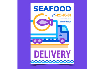 Seafood Delivery Service Advertising Banner Vector