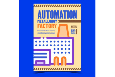 Automation Metallurgy Factory Promo Banner Vector