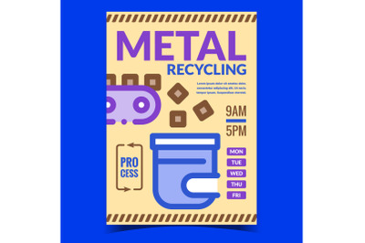 Metal Recycling Creative Advertise Banner Vector