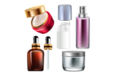 Night Cream And Cosmetics Containers Set Vector