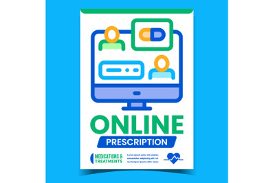 Online Prescription Advertising Poster Vector