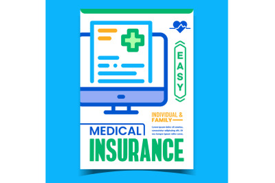 Medical Insurance Creative Advertise Banner Vector