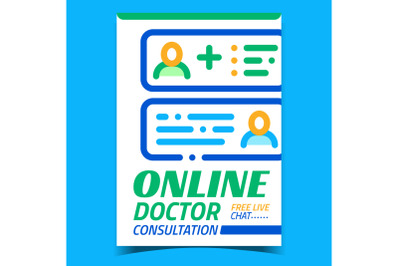 Online Doctor Consultation Advertise Banner Vector