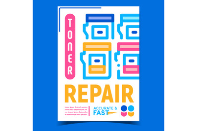 Toner Repair Service Advertising Poster Vector