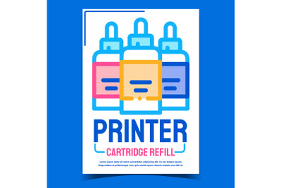 Printer Cartridge Refill Advertising Poster Vector