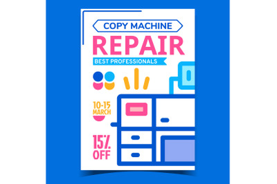 Copy Machine Repair Advertising Banner Vector