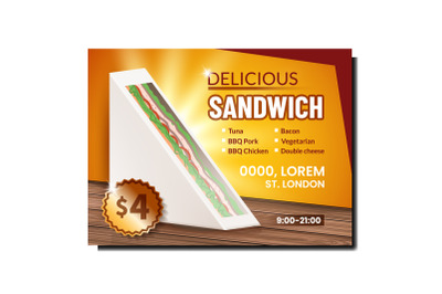 Sandwich Carton Package Promotional Poster Vector