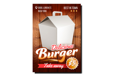 Burger Delicious Food Promotional Banner Vector