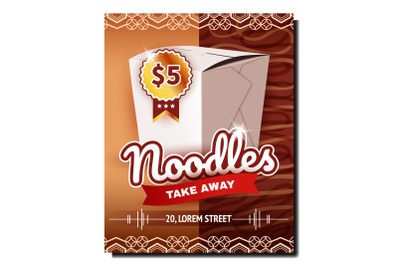 Noodles Take Away Creative Promo Poster Vector