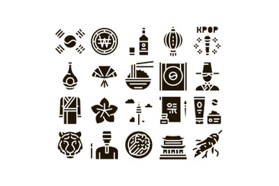 Korea Traditional Glyph Set Vector