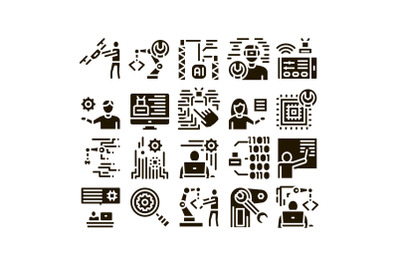 Robotics Master Glyph Set Vector