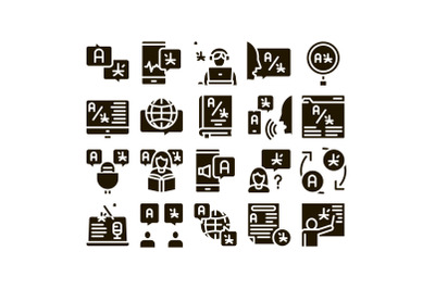 Interpreter Translator Glyph Set Vector