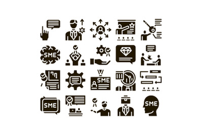 Sme Business Company Glyph Set Vector