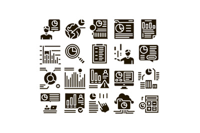 Statistician Assistant Glyph Set Vector