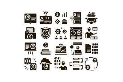 It Manager Developer Glyph Set Vector