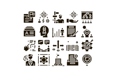 Strategy Manager Job Glyph Set Vector