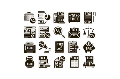 Tax System Finance Glyph Set Vector