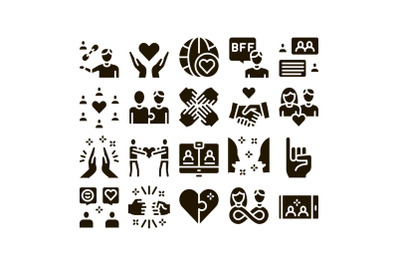 Friendship Relation Glyph Set Vector