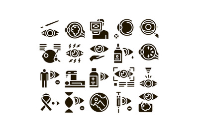 Glaucoma Ophthalmology Glyph Set Vector